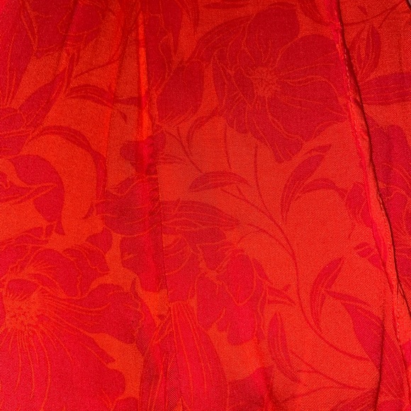 Lace Up Hi-Low Babydoll Dress - Stretch Challis Floral Orange - Picture 6 of 6